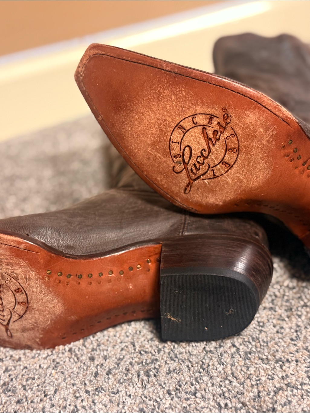 Lucchese Brown Leather Tall Cowboy Boots — image 6 of 6